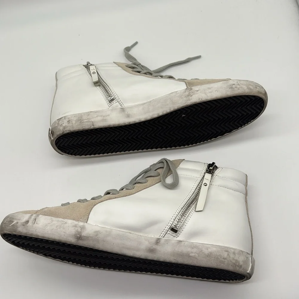 Sam Edelman Avon High-Top Leather & Suede Sneakers in White Size 8.5